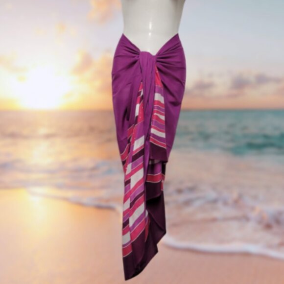 Womens Sarong Pareo Cotton Wrap HandPainted Batik Wrapskirt Beachwear -NEW - Picture 4 of 5